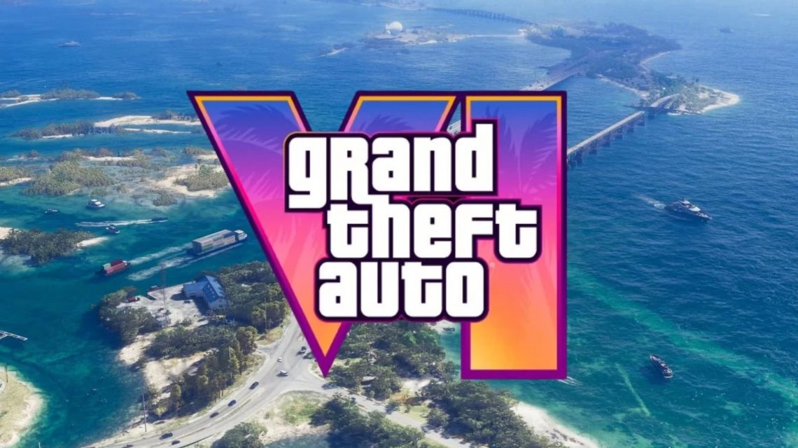 Logo officiel de GTA 6 avec des images du jeu en fond