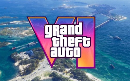 GTA 6 veut atteindre la perfection créative - image Logo officiel de GTA 6 avec des images du jeu en fond