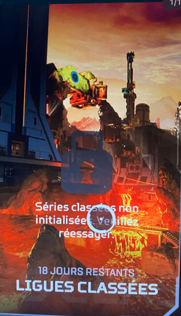 Comment corriger l'erreur "Séries classées non initialisées" dans Apex Legends - image Screenshot du message d'erreur Séries classées non initialisées dans Apex Legends
