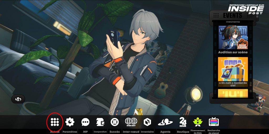 Tous les codes gratuits Zenless Zone Zero disponibles et comment les activer - image Image illustrant quelle section du menu sélectionner pour acitiver les codes Zenless Zone Zero