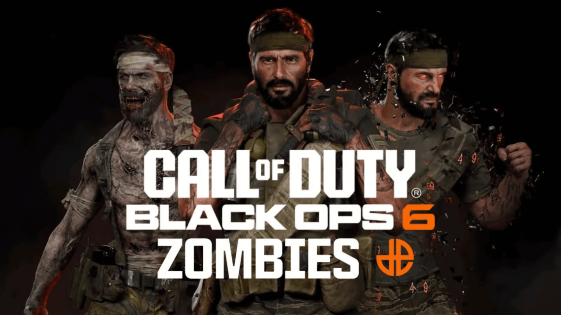 Bannière de présentation du mode Zombie de Black Ops 6 montrant 2 zombies et un personnage du jeu