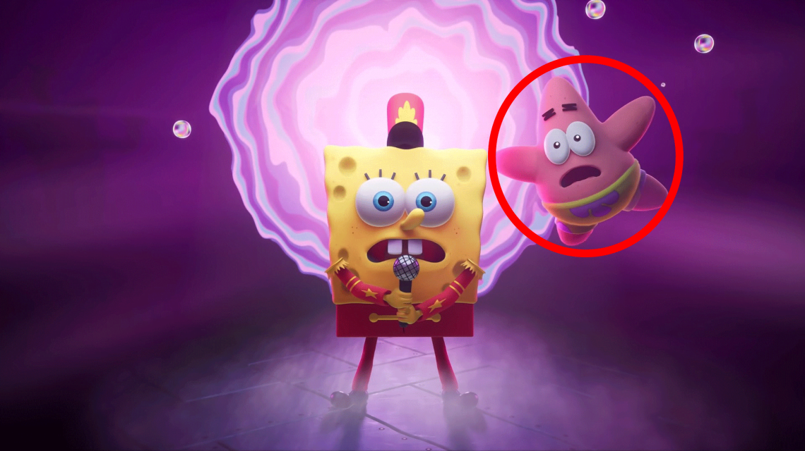Banni_re du jeu Bob l'Éponge Cosmic Shake sorti en 2023 montrant Bob et son ami Patrick qui sera le héros du prochain jeu