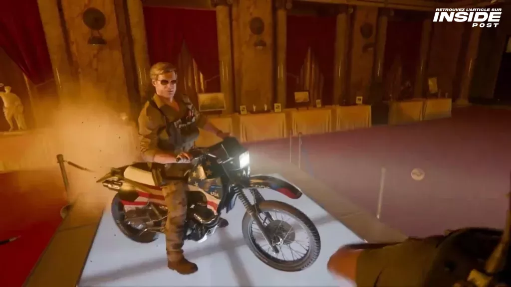 Plongez dans la Campagne Call of Duty Black Ops 6 avec ce nouveau trailer - image Scène extraite du trailer de la mission Most Wanted de la campagne Call of Duty Black Ops 6 montrant un personnage sur une moto dans la Maison Blanche