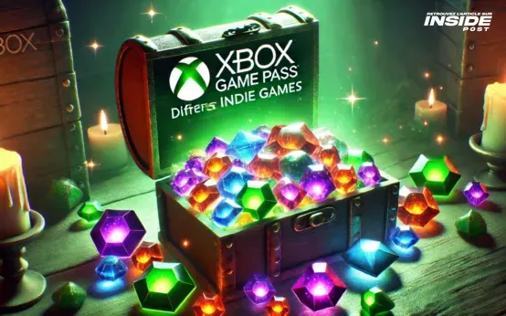 Les Meilleurs Jeux Indépendants à Découvrir sur Xbox Game Pass : Des Pépites Cachées à Ne Pas Manquer - image Image créée par IA montrant un coffre au trésor rempli de gemmes avec une inscription Xbox pour symboliser le Top des jeux indépendants sur Xbox Game Pass