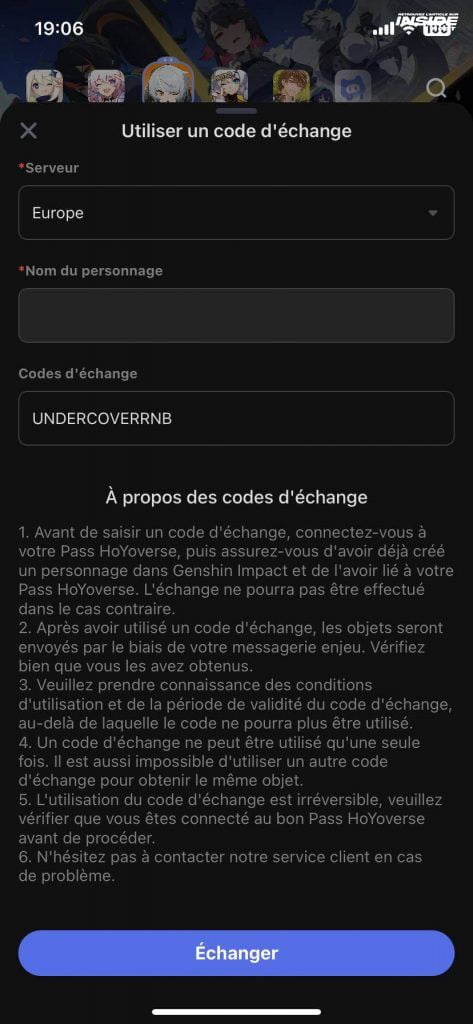Tous les codes gratuits Zenless Zone Zero disponibles et comment les activer - image Image illustrantla section où il vous sera demandé de mettre votre serveur (1) et votre nom de personnage (2) puis le code d'échange (3) avant d'appuyer sur Échanger.