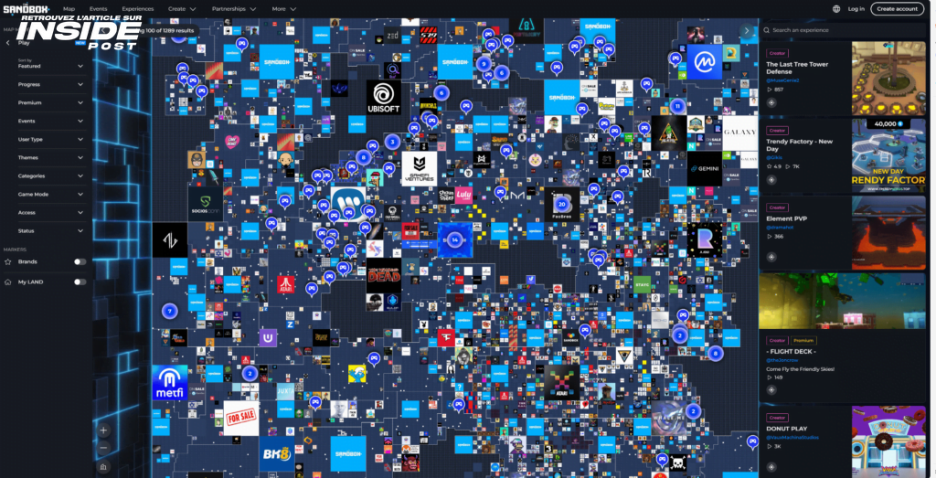 Comment The Sandbox Vous Permet de Devenir Créateur et Propriétaire dans le Métavers - image The Sandbox carte du Metaverse