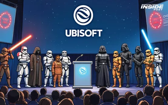 Bannière créée par IA montrant Ubisoft qui s'excuse devant la communautée Star Wars outlaws concernant les problèmes de sauvegarde