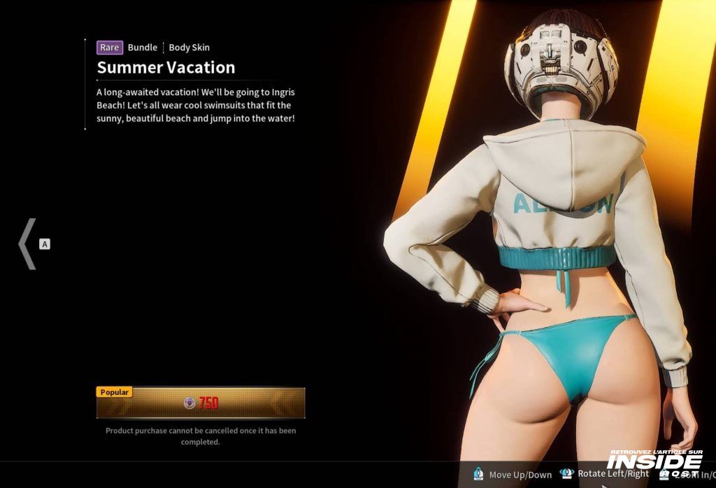 The First Descendant prépare un été surprenamment chaud - image Skin summer de de Valby en bikini vue de dos avec une mini veste