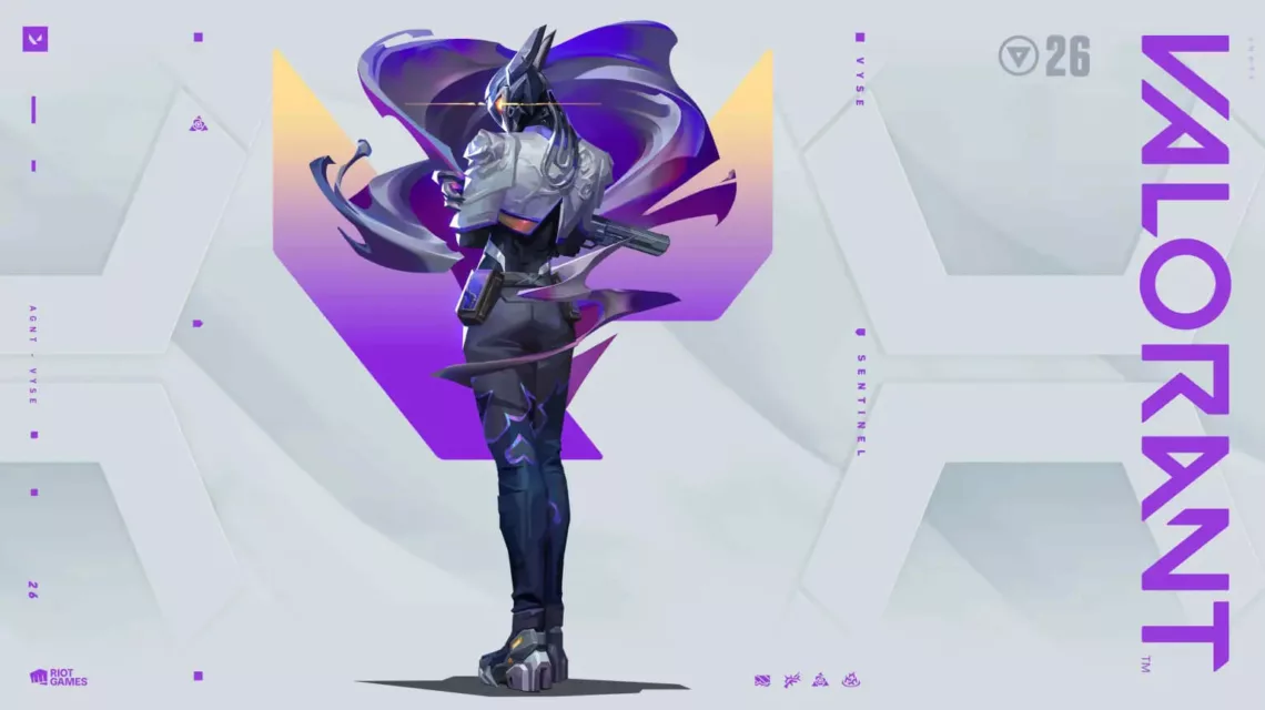 Artwork de Riot Games présentant l'agent Vyse sur Valorant