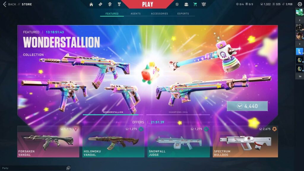 La Collection Wonderstallion de Valorant : Inspiration Fortnite ou Simple Coïncidence ? Un Bundle Incontournable pour les Fans de Skins Colorés ! - image Screenshot de la collection Wonderstallion dans Valorant