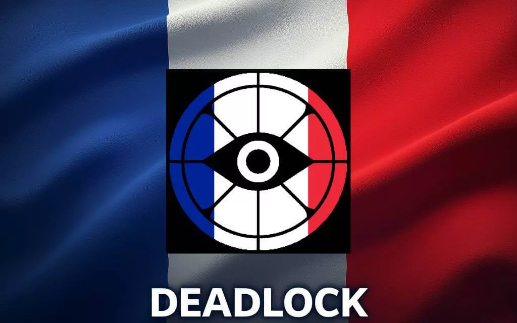 Image représentant le drapeau franàais avec le logo du Discord Deadlock France Inside