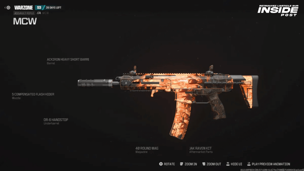 Comment bien équiper le MCW en mode SMG dans Warzone - image Screenshot de la configuration du MCW en mode SMG sur Warzone