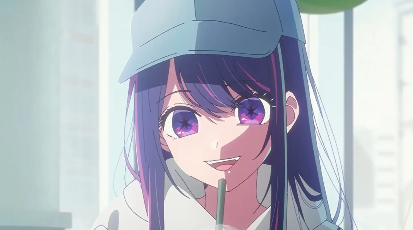 10 raisons de regarder Oshi No Ko - image Aï Hoshino Oshi no ko, fille aux cheveux et yeux violets avec une casquette bleue et un sweat