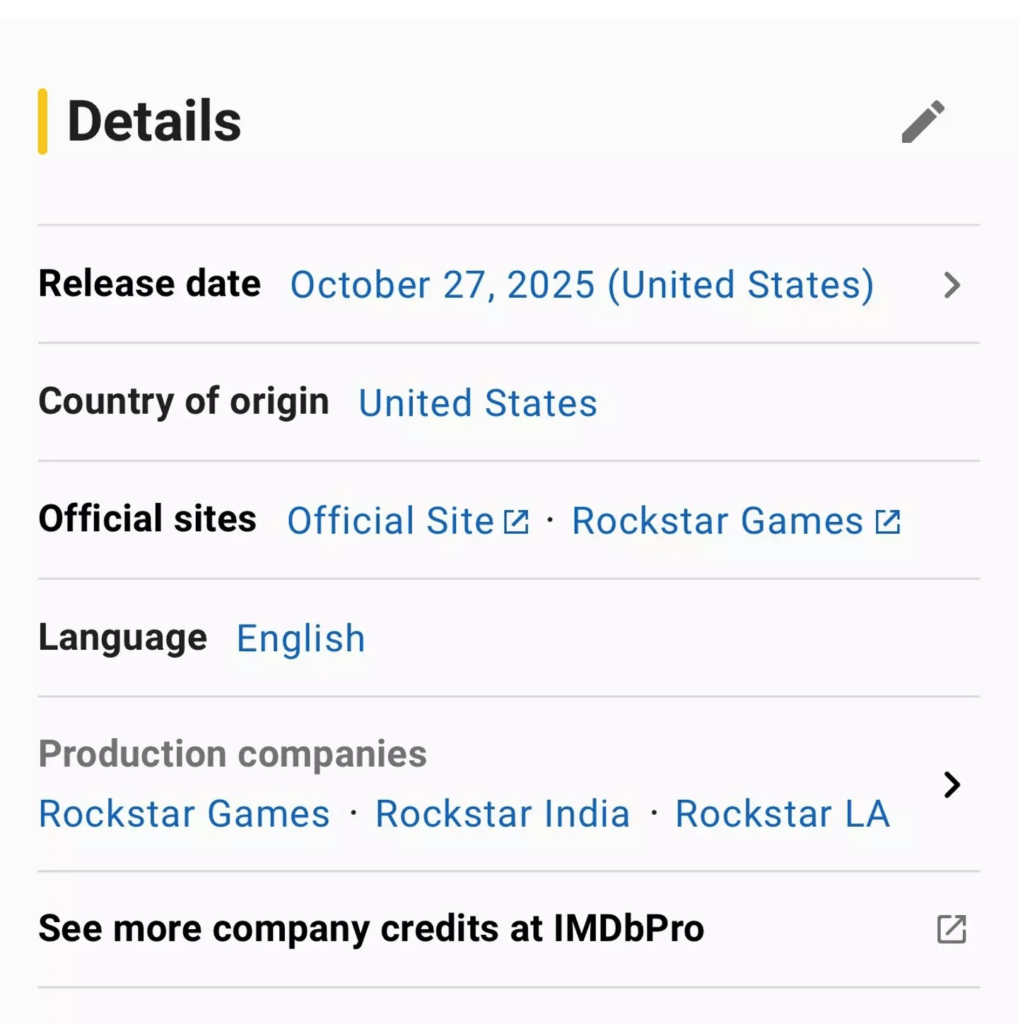 La date de sortie de GTA 6 pour le 27 octobre 2025 ? - image Screenshot du leak de la date de sortie de GTA 6