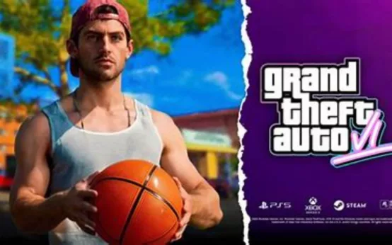 Bannière représentant un artwork de GTA 6 à droite et un personnage avec un ballon de basket à gauche