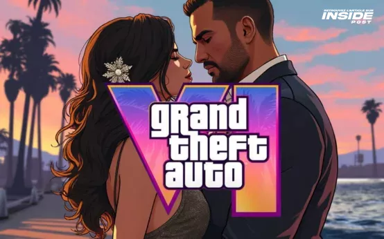 GTA 6 : Révélation sur le Système de Romance qui va Révolutionner le Jeu ! - image Concept art autour des romances de GTA VI avec le logo de GTA 6 et un couple qui s'embrasse sur une plage en fond