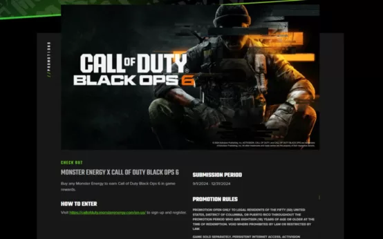 Comment débloquer les récompenses Monster Energy dans Black Ops 6 - image Bannière d'événement de Black Ops 6 x Monster Energy