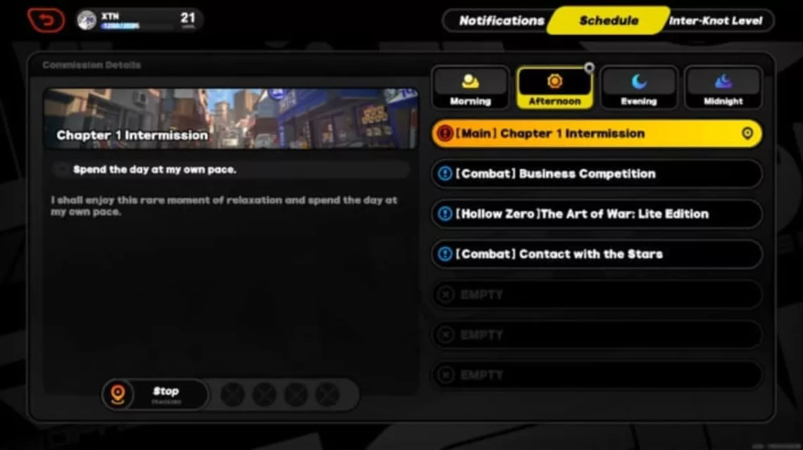 Comment passer le temps dans Zenless Zone Zero : Guide complet - image Zenless Zone Zero Menu des missions
