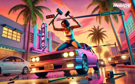 Toutes les références à la réalité trouvées dans le trailer de GTA 6 - image Concept art autour d'une des références du trailer de GTA 6 montrant une femme avec deux marteaux dans les mains